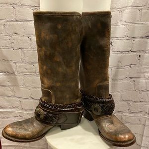 Freebird by Steven Brown Leather Harness Boots ❤️